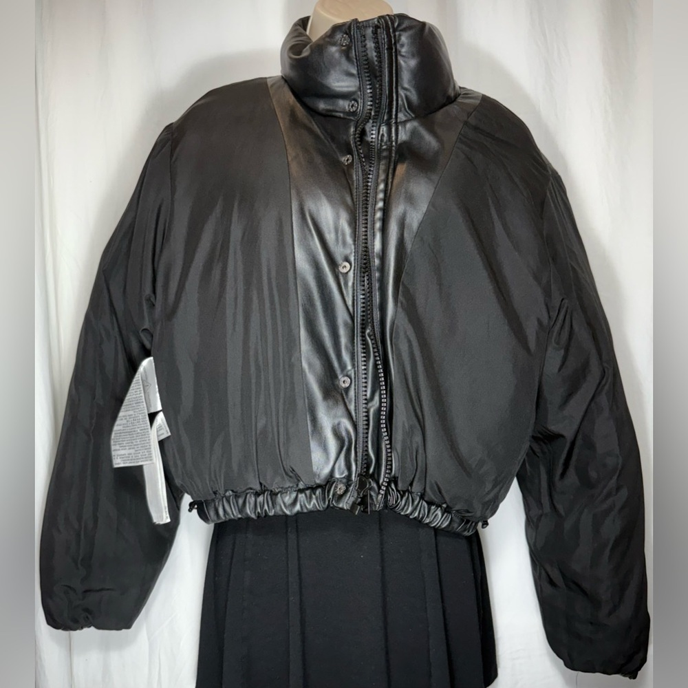 ZARA Faux Leather Puffer Jacket - Picture 6 of 10